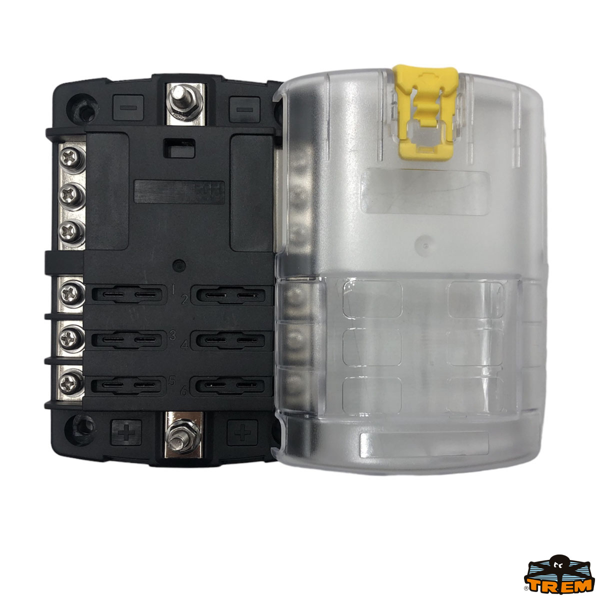 Immagine Scatola portafusibili lamellari standard in policarbonato con coperchio trasparente con leva antisgancio