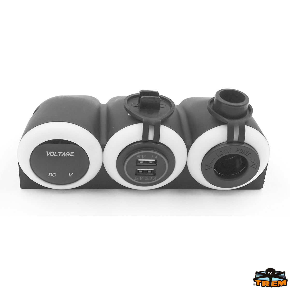 Immagine Voltmetro digitale con 2 prese usb e presa di corrente montaggio su piano