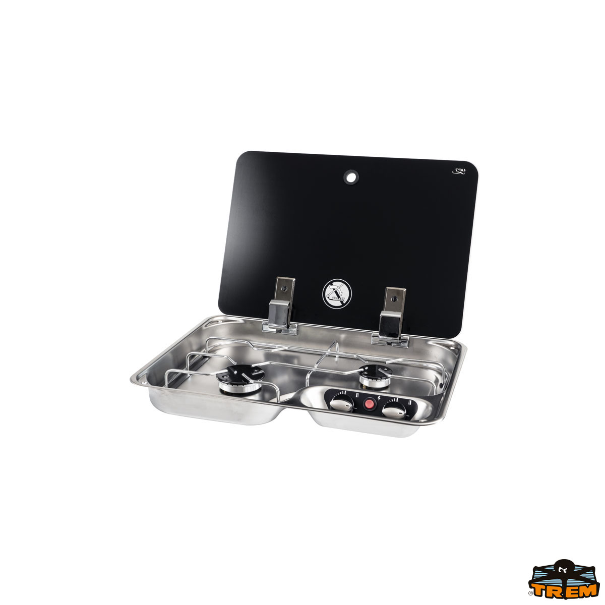 Immagine Piano cottura a gas da incasso a 2 fuochi con coperchio in vetro singolo