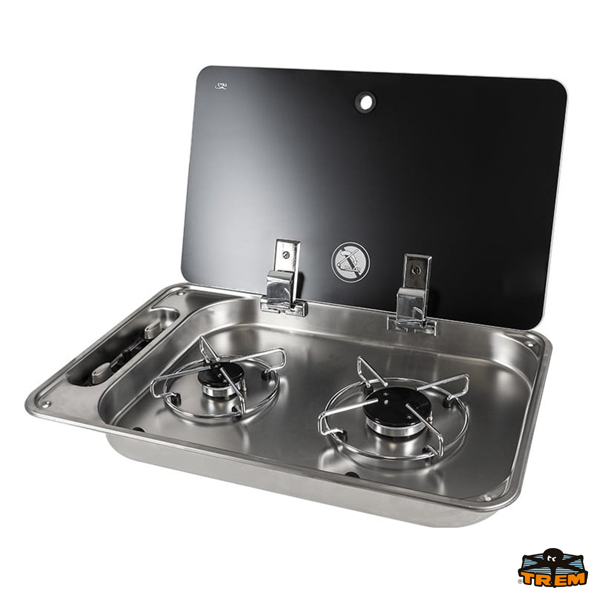 Immagine Piano cottura a gas da incasso a 2 fuochi con coperchio in vetro singolo