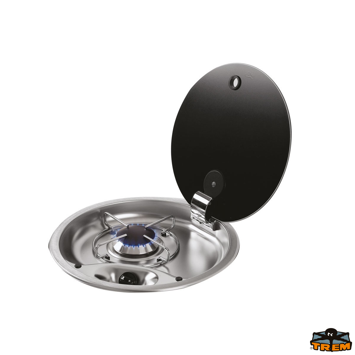 Immagine Piano cottura a gas da incasso tondo con coperchio in vetro